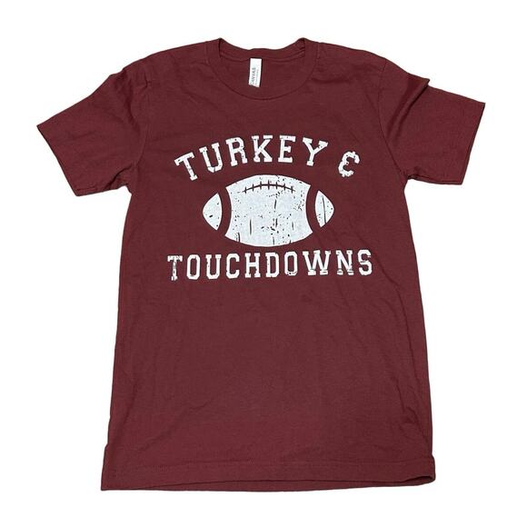Fall Turkey‎ & Football Burgundy T Shirt Small - Picture 1 of 3